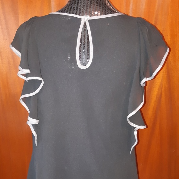 Ravel Black Gray Trim Blouse Size Medium - Picture 5 of 8